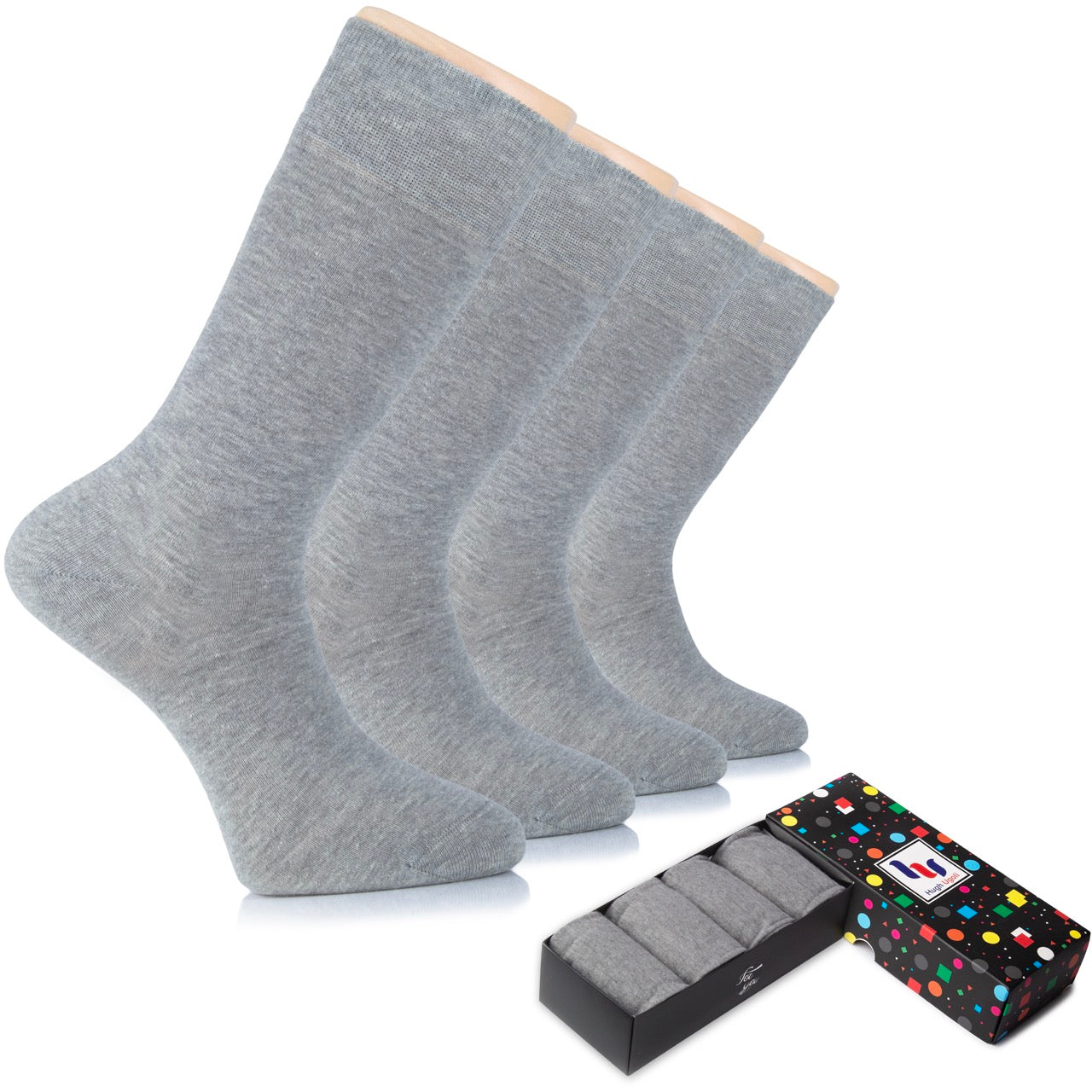 Men's Cotton Dress Seamless Toe Business Crew Socks with Gift Box, 4 Pairs